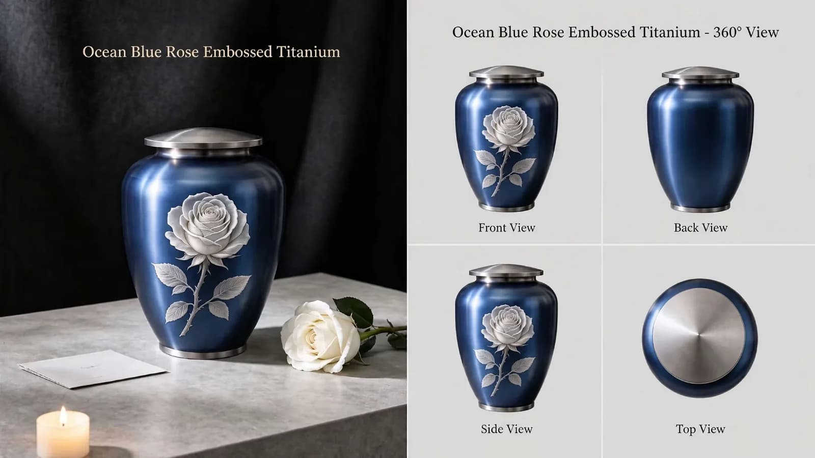 Ocean Blue Rose Embossed Titanium · Model B