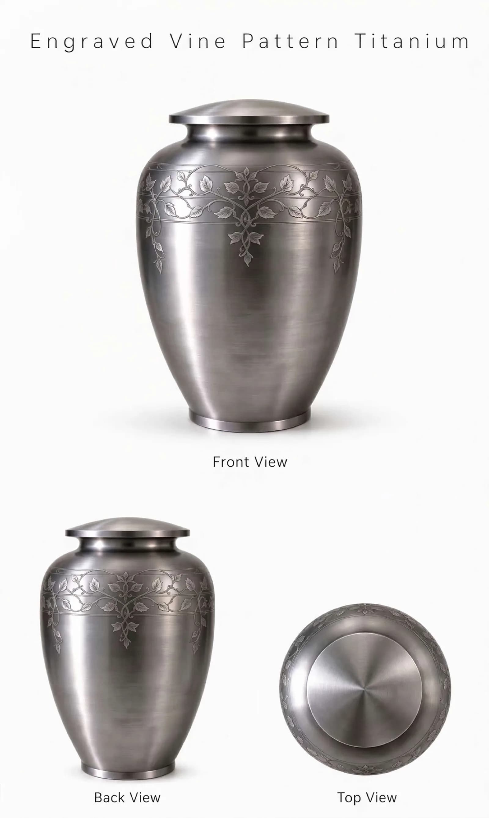 Engraved Vine Pattern Titanium · Model F